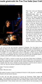 La grande générosité du Ton Ton Salut Jazz Unit